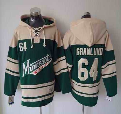 Wild #64 Mikael Granlund Green Sawyer Hooded Sweatshirt Stitched NHL Jersey