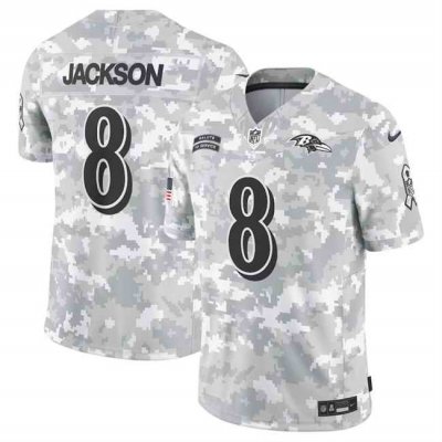 Men's Baltimore Ravens #8 Lamar Jackson 2024 F.U.S.E Arctic Camo Salute to Service Limited Stitched Football Jersey