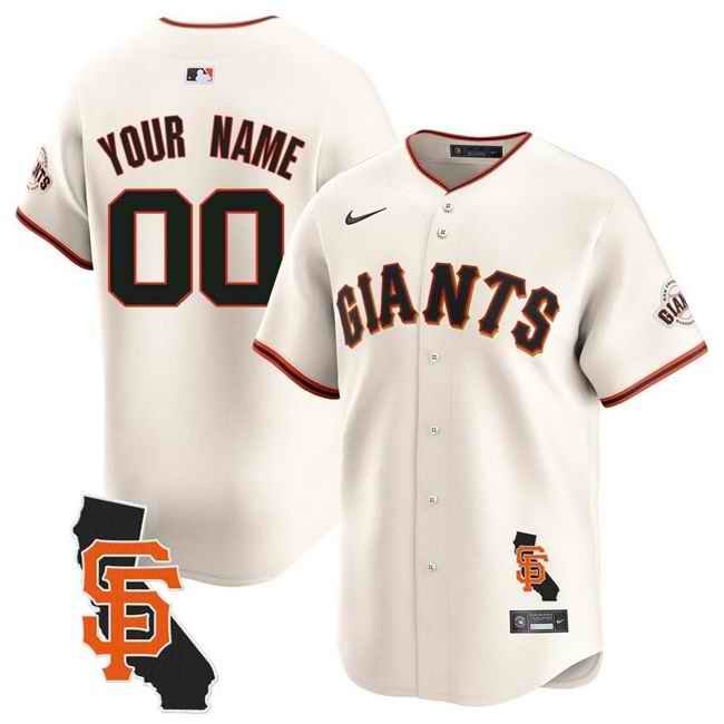 Men's San Francisco Giants Customized Cream California Patch Vapor Premier Limited Stitched Jersey