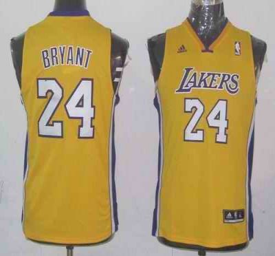 Lakers #24 Kobe Bryant Yellow Champion Patch Stitched Youth NBA Jersey