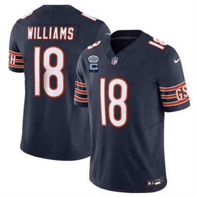 Men's Chicago Bears #18 Caleb Williams Navy 2024 F.U.S.E. With Draft Patch And 1-star C Patch Vapor Stitched Football Jersey