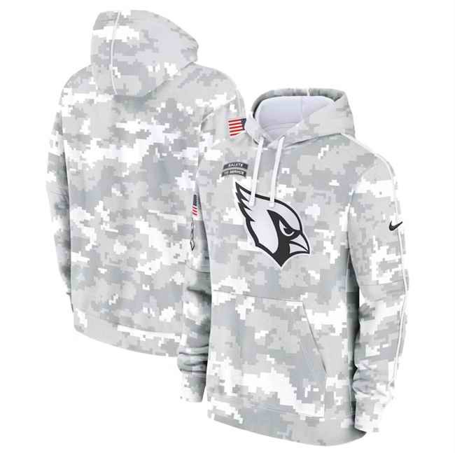 Youth Arizona Cardinals 2024 White/Gray Salute To Service Pullover Hoodie