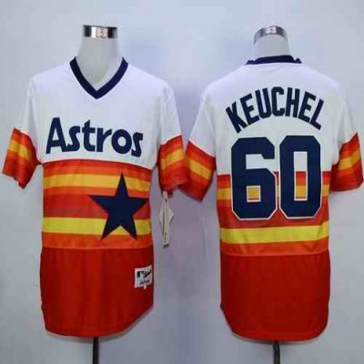 Astros #60 Dallas Keuchel White/Orange 1980 Turn Back The Clock Stitched MLB Jersey