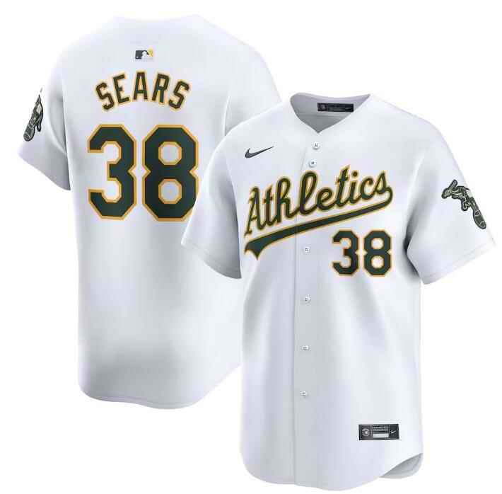 Men's Oakland Athletics #38 JP Sears White Home Limited  Stitched Jersey