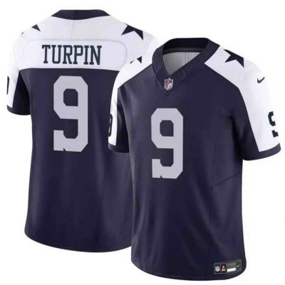 Men's Dallas Cowboys #9 KaVontae Turpin Navy/White Thanksgiving Vapor Untouchable Limited Stitched Football Jersey