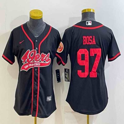 Youth San Francisco 49ers #97 Nick Bosa Black With Patch Cool Base Stitched Baseball Jersey