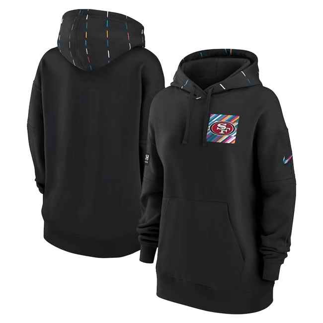 Women's San Francisco 49ers Black 2023 Crucial Catch Club Pullover Hoodie(Run Small)