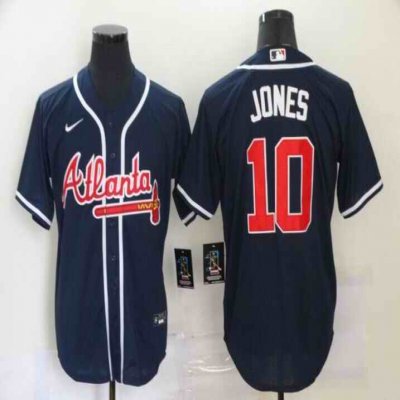 Men's Atlanta Braves #10 Chipper Jones Navy Cool Base Stitched Baseball Jersey