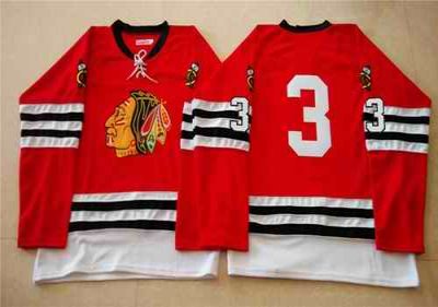 Mitchell And Ness 1960-61 Blackhawks #3 Keith Magnuson Red Stitched NHL Jersey