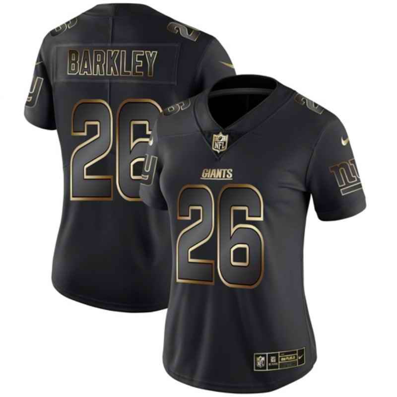 Women's New York Giants #26 Saquon Barkley 2019 Black Gold Edition Stitched NFL Jersey(Run Small)