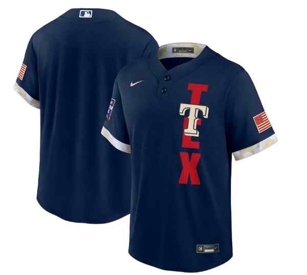 Men's Texas Rangers Blank 2021 Navy All-Star Cool Base Stitched MLB Jersey