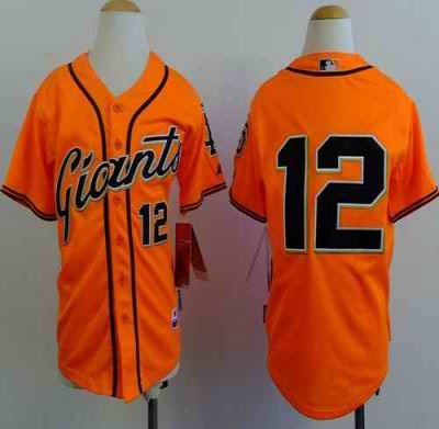 Giants #12 Joe Panik Orange Alternate Stitched Youth MLB Jersey