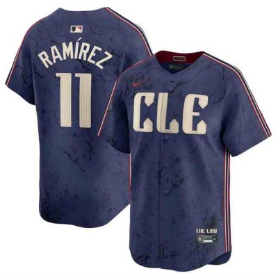 Men's Cleveland Guardians #11 Jos' Ram'rez Navy 2024 City Connect Limited Stitched Baseball Jersey