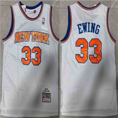 Men's New Yok Knicks #33 Patrick Ewing White Throwback Stitched Jersey