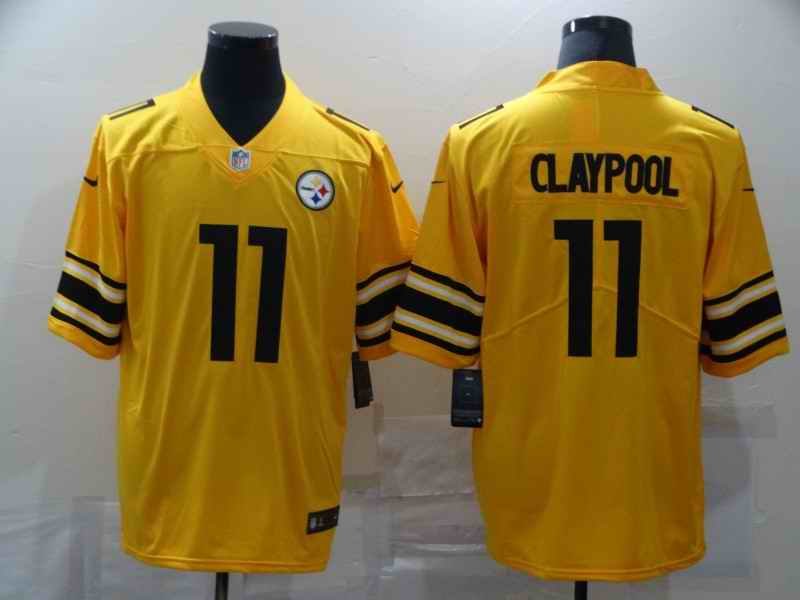 Men's Pittsburgh Steelers #11 Chase Claypool Gold Inverted Legend stitched Jersey