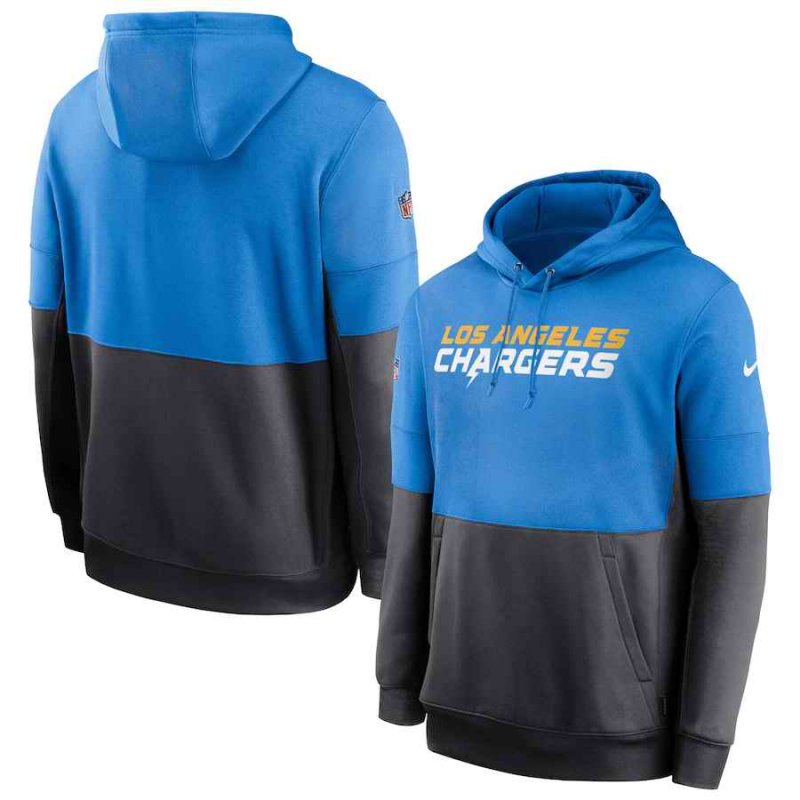 Men's Los Angeles Chargers Powder Blue/Navy Sideline Impact Lockup Performance Pullover Hoodie