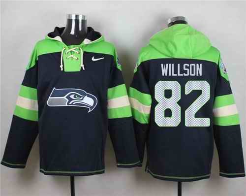 Nike Seahawks #82 Luke Willson Steel Blue Player Pullover NFL Hoodie