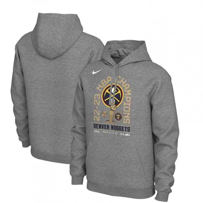 Men's Denver Nuggets Heather Gray 2023 NBA Finals Champions Locker Room Pullover Hoodie