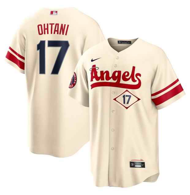 Men's Los Angeles Angels #17 Shohei Ohtani 2022 Cream City Connect Cool Base Stitched Jersey