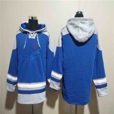 Men's Los Angeles Dodgers Blank Blue Ageless Must-Have Lace-Up Pullover Hoodie