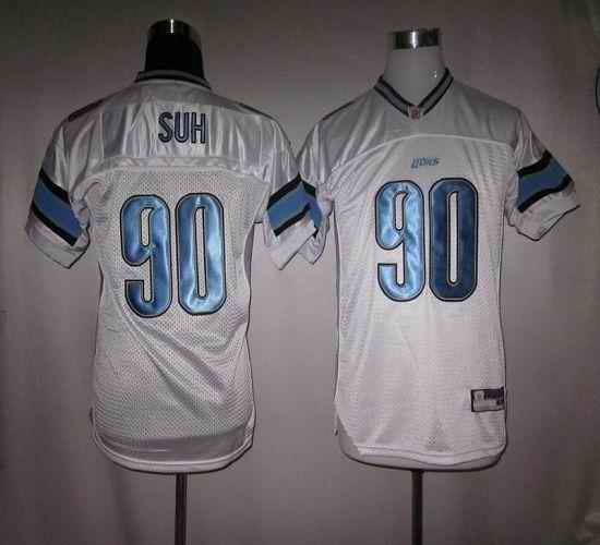 Lions #90 Ndamukong Suh White EStitched Youth NFL Jersey