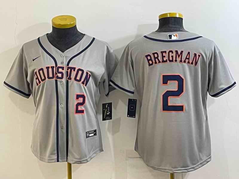 Women's Houston Astros #2 Alex Bregman Gray Cool Base Stitched Baseball Jersey(Run Small)