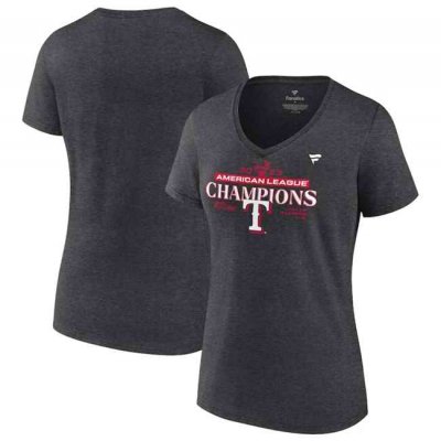 Women's Texas Rangers 2023 Heather Charcoal Champions Locker Room Big & Tall T-Shirt(Run Small)