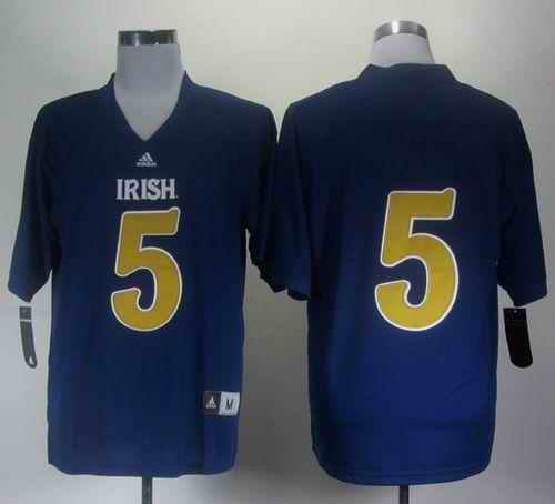 Fighting Irish #5 Everett Golson Navy Blue Shamrock Series Stitched NCAA Jersey