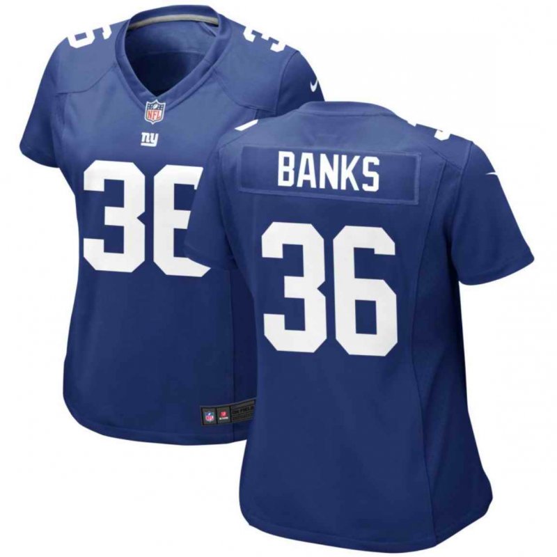 Women's New York Giants #36 Deonte Banks Blue Stitched Game Jersey(Run Small)