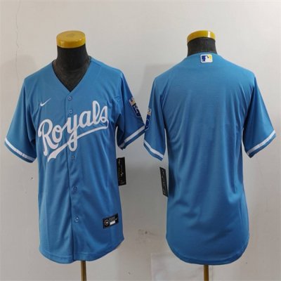 Youth Kansas City Royals Blank Light Blue Stitched Baseball Jersey