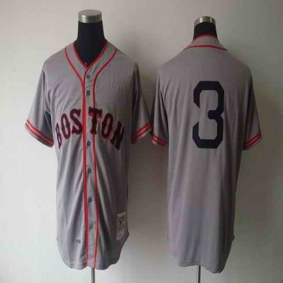 Mitchell And Ness 1936 Red Sox #3 Jimmie Foxx Grey Throwback Stitched MLB Jersey