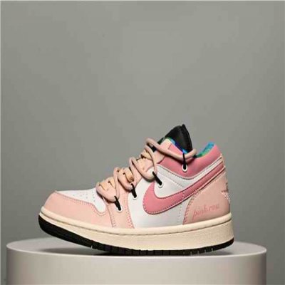 Women's Running Weapon Air Jordan 1 Low Pink/White Shoes 0373