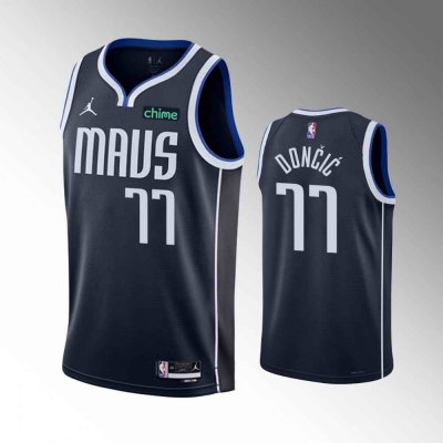 Men's Dallas Mavericks #77 Luka Doncic Navy Statement Edition Stitched Basketball Jersey