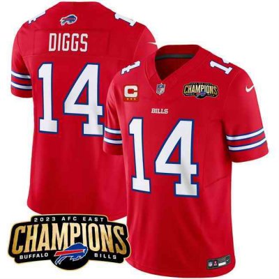 Men's Buffalo Bills #14 Stefon Diggs Red 2023 F.U.S.E. AFC East Champions With 3-star C Ptach Stitched Football Jersey