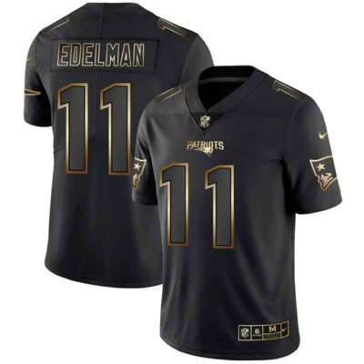 Men's New England Patriots #11 Julian Edelman 2019 Black Gold Edition Stitched NFL Jersey