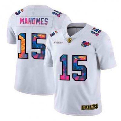 Men's Kansas City Chiefs #15 Patrick Mahomes 2020 White Crucial Catch Limited Stitched Jersey