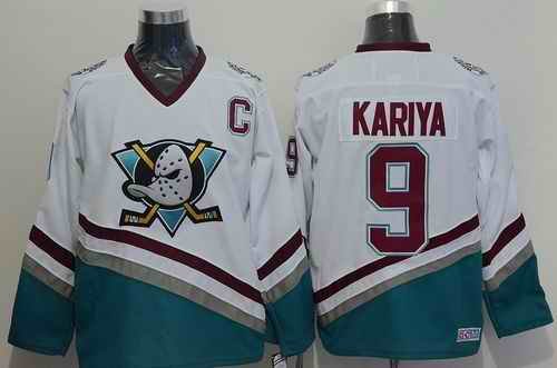 Ducks #9 Paul Kariya White CCM Throwback Stitched NHL Jersey