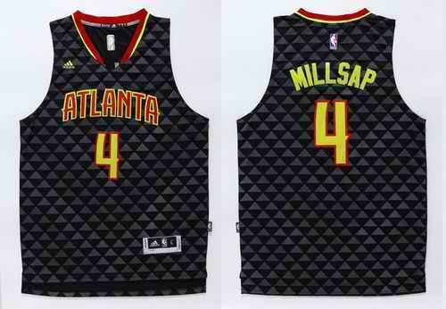 Hawks #4 Paul Millsap Black Swingman Stitched NBA Jersey