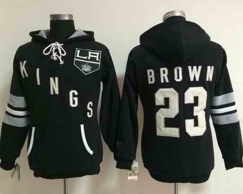 Los Angeles Kings #23 Dustin Brown Black Women's Old Time Heidi Hoodie