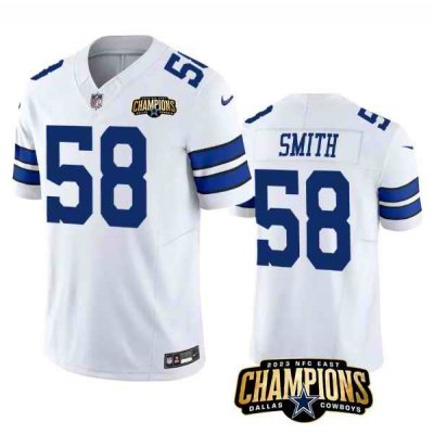 Men's Dallas Cowboys #58 Mazi Smith White 2023 F.U.S.E. NFC East Champions Patch Stitched Football Jersey