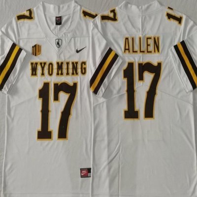 Men's Wyoming Cowboys #17 Josh Allen White Stitched College Football Jersey