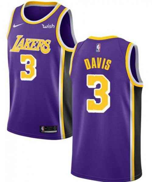 Men's Los Angeles Lakers #3 Anthony Davis Purple Stitched NBA Jersey