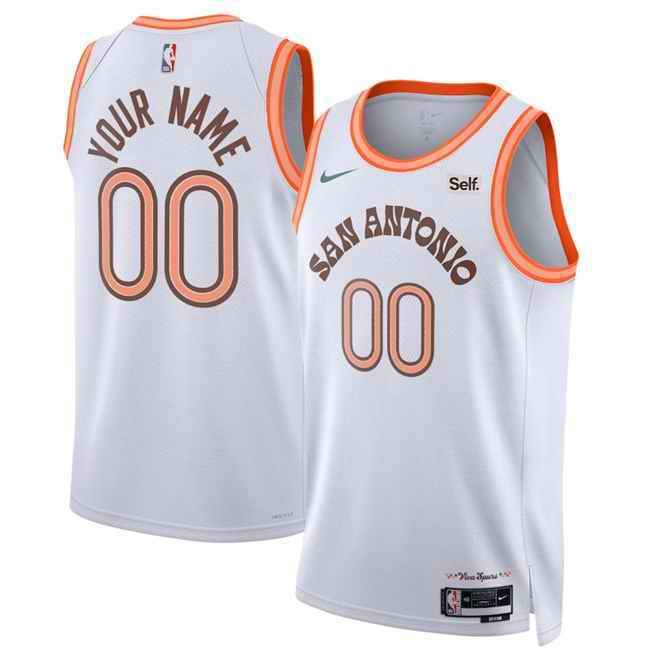 Men's San Antonio Spurs Active Player Custom White 2023/24 City Edition Stitched Basketball Jersey