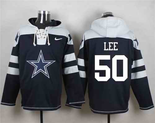 Nike Cowboys #50 Sean Lee Navy Blue Player Pullover NFL Hoodie