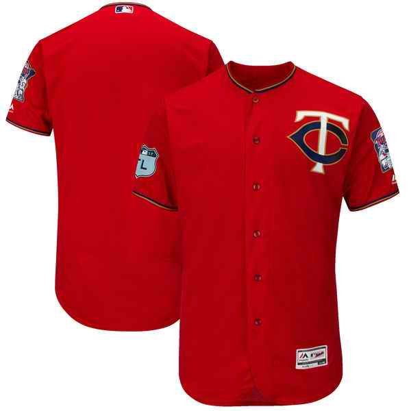 Men's Minnesota Twins Majestic Scarlet 2017 Spring Training Authentic Flex Base Team Stitched MLB Jersey