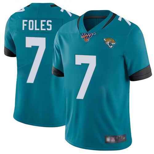 Men's Jacksonville Jaguars #7 Nick Foles Teal 2019 100th Season Vapor Untouchable Limited Stitched NFL Jersey