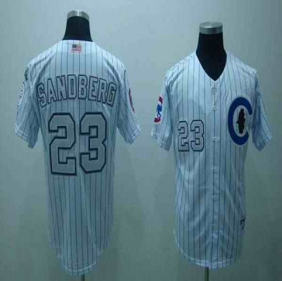 Cubs #23 Ryne Sandberg Stitched 3-Patch White MLB Jersey