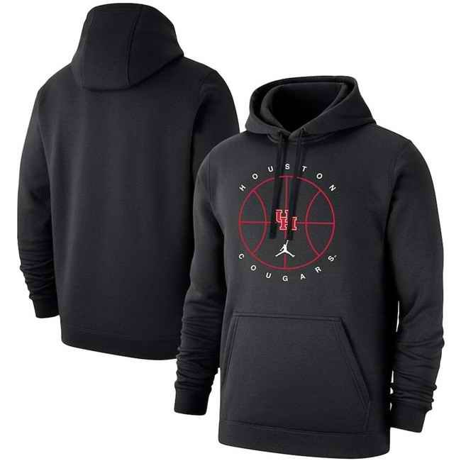 Men's Houston Cougars Black Basketball Icon Club Fleece Pullover Hoodie