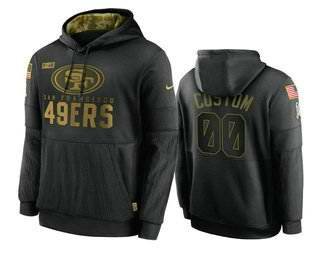 Men's San Francisco 49ers Customized 2020 Black Salute to Service Sideline Performance Pullover Hoodie