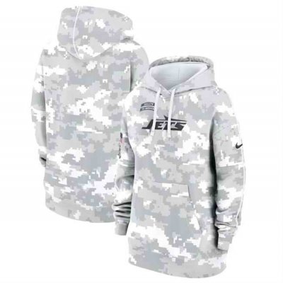 Women's New York Jets 2024 Arctic Camo Salute To Service Club Fleece Pullover Hoodie(Run Small)